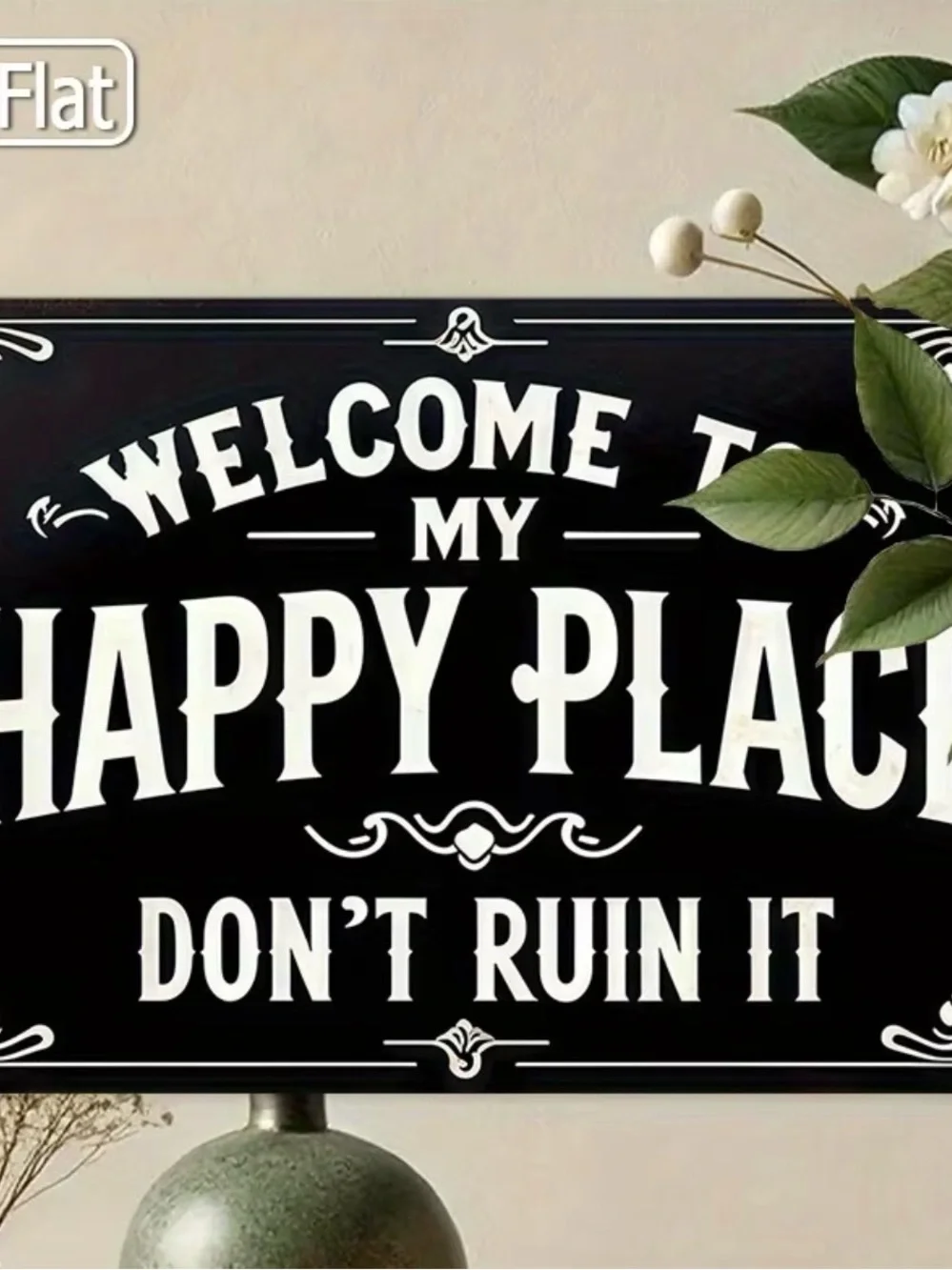 Welcome to My Happy Place Black vintage Wall Sign - Home Accents